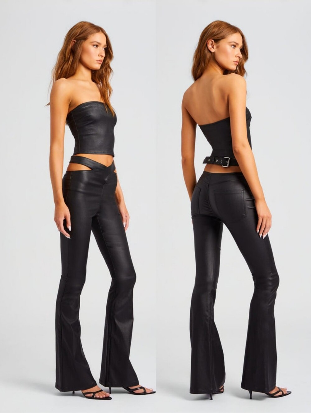 SEROYA Sloane Coated Black Flare Leg Denim Jeans NWT 31.